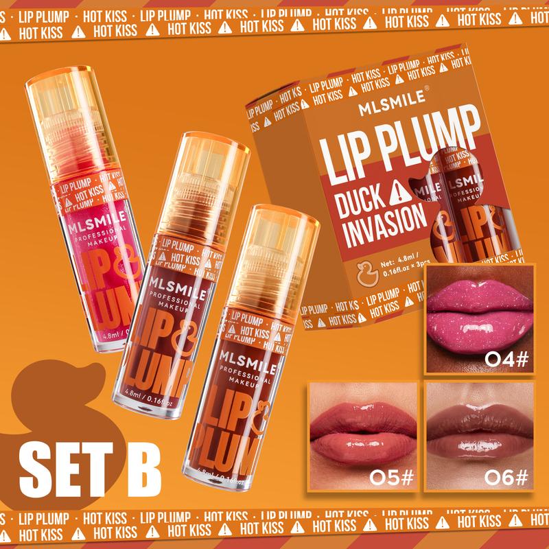 Duck Lip Plumping Oil Lip Gloss Set Mirror Lip Glaze Pearlescent Lip Gloss Lip Balm Lip Oil Transparent Lip Gloss Lipstick Makeup