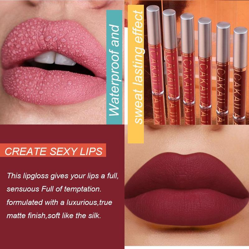 Long-lasting Matte Lipstick, 6 Counts/set Water Proof Matte Lip Balm, Easy Coloring Lip Sticks, Suitable for All Occasions Lip Makeup, Girls and Women Makeup Accessories, Summer Makeup