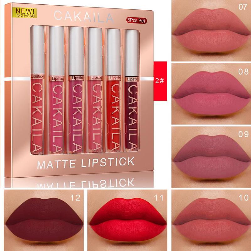 Long-lasting Matte Lipstick, 6 Counts/set Water Proof Matte Lip Balm, Easy Coloring Lip Sticks, Suitable for All Occasions Lip Makeup, Girls and Women Makeup Accessories, Summer Makeup