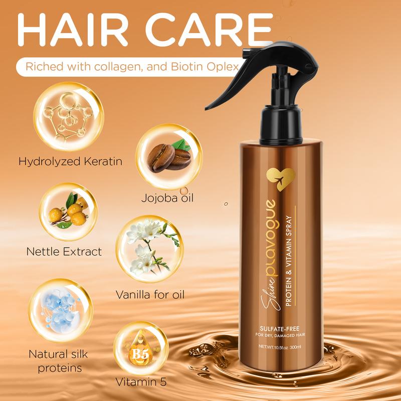 PLAVOGUE Leave-In Conditioner Spray & Detangler, Anti-Frizz Deep Conditioner, Prime Hair for Style, Smooth Flyaways, Add Shine, for Curly, Dry & Damaged Hair