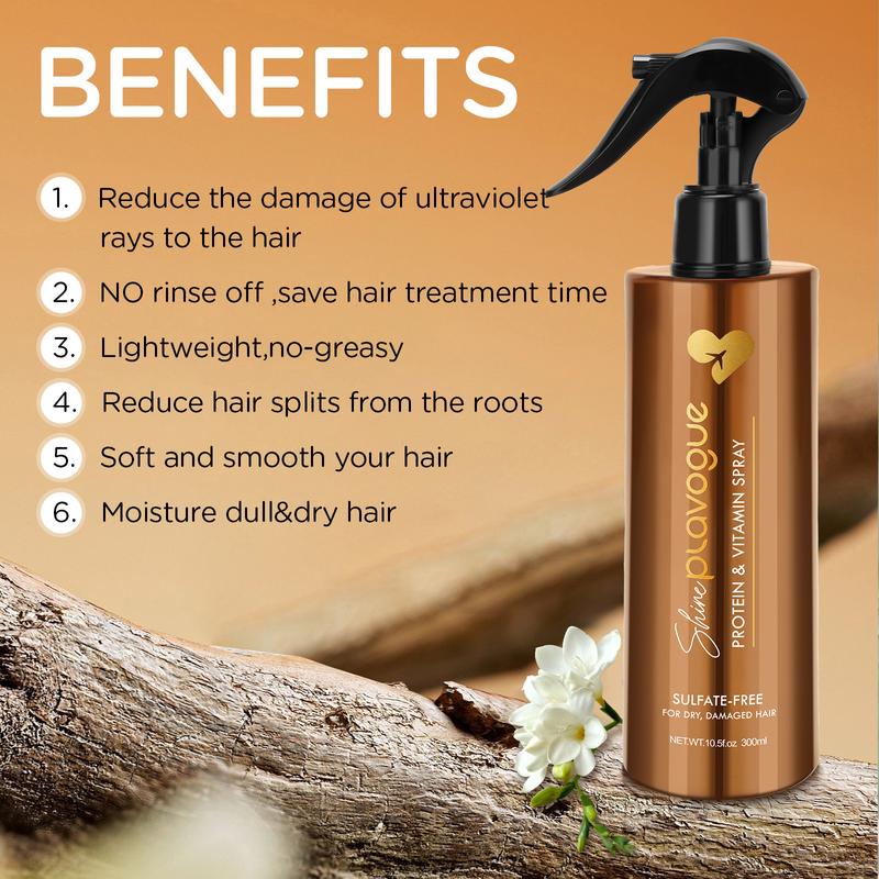 PLAVOGUE Leave-In Conditioner Spray & Detangler, Anti-Frizz Deep Conditioner, Prime Hair for Style, Smooth Flyaways, Add Shine, for Curly, Dry & Damaged Hair