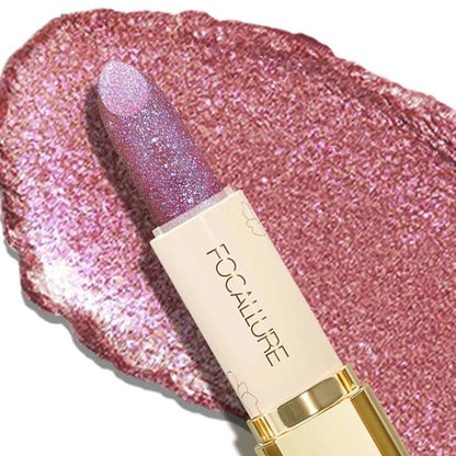 Glitter Glisten Opal Hydrating Lipstick - PK02 SOUR SUGAR Shiny Moisture Makeup Moisturizing Glossy Shimmer Glitter Lipstick by FOCALLURE