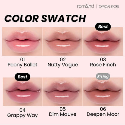 [rom&nd Official Shop] rom&nd Glasting Color Gloss 4.0g Plumping, Volume Gloss, Bunny Tongue Lips, Glazed Glass Lips, Korean Lip Gloss, Juicy Lips, Lightweight, Non-sticky, Shiny & Glowy, Vivid & Transparent, Layer Lips, Lip Combo, romand, Lipstick Makeup