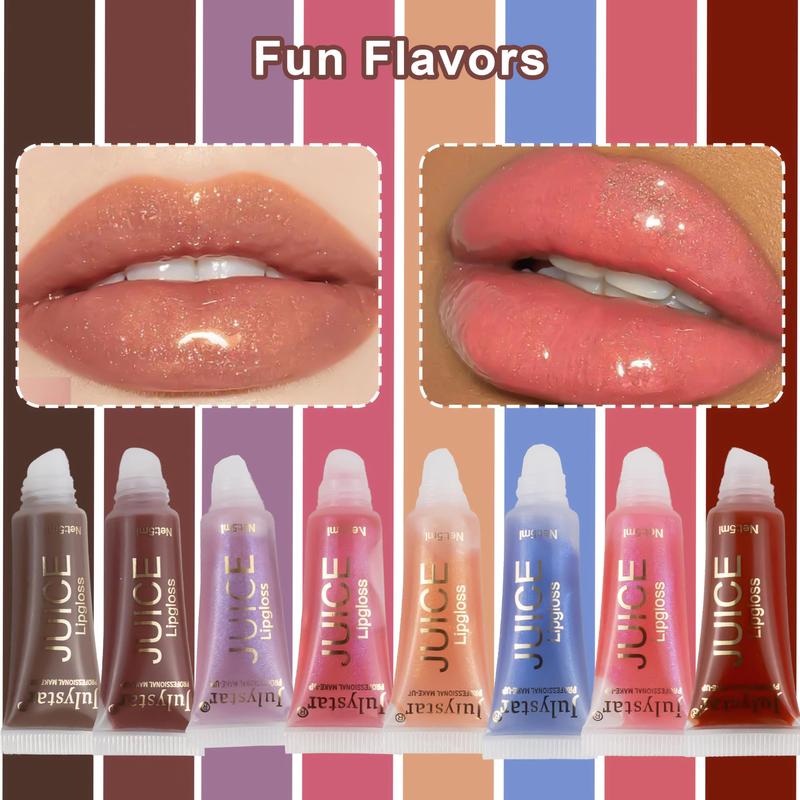 Long-lasting Lip Glosses, 8 Counts/set Moisturizing Lip Glosses, Hydrating Lip Glazes, Tinted Lip Balms, Glossy Lip Glaze Sticks, Daily Makeup