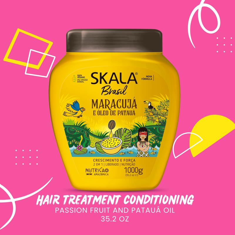 SKALA Hair Treatment Conditioning Cream 2 in 1 - Passion Fruit and Pataua Oil 1 Kg-Cr¨¨me de Tratamento 2-1 Maracuja e Oleo De Pataua, Product for Curly, Damage, Dry, Weak, Dull and Messy Hair-Net 35.27 Oz (Pack of 1) 100% VEGAN Conditioner Haircare