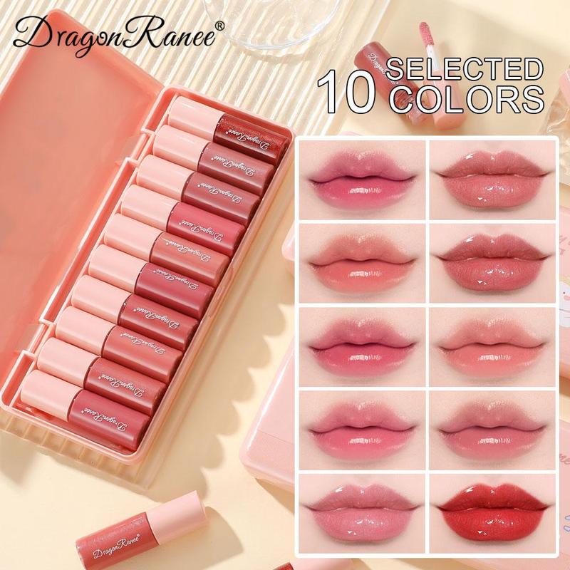 Bear Pattern Long-lasting Comfort Lip Gloss Set, 10pcs/set Easy Coloring Glossy Lip Sticks, Makeup Accessories, Lip Cosmetic for Gift, Summer Gift