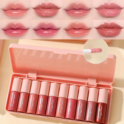 Bear Pattern Long-lasting Comfort Lip Gloss Set, 10pcs/set Easy Coloring Glossy Lip Sticks, Makeup Accessories, Lip Cosmetic for Gift, Summer Gift