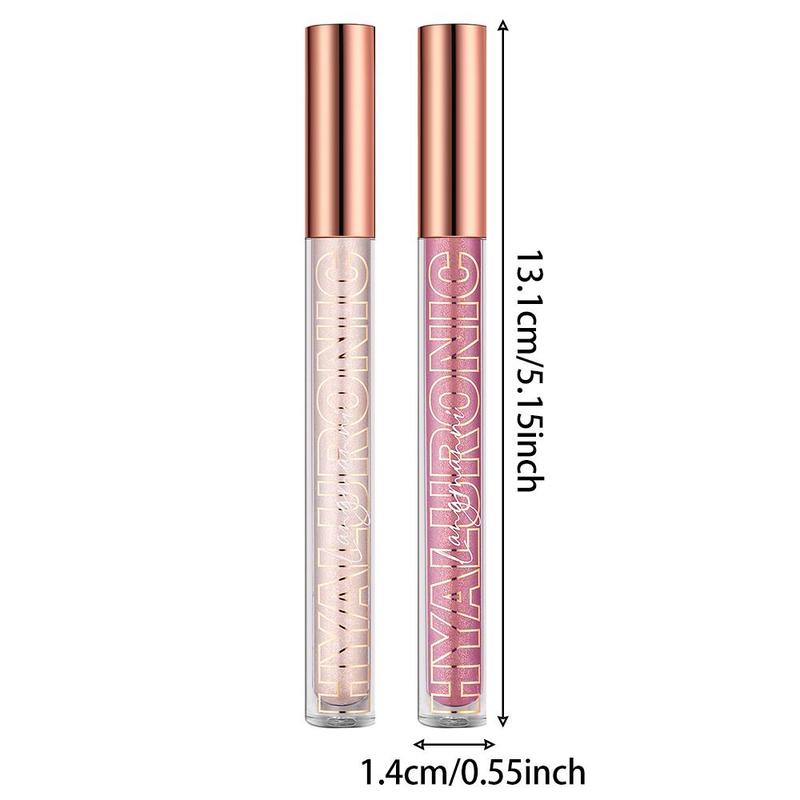 Long Lasting Glitter Lip Gloss, 2 Counts Shimmer Lip Glaze Stick Set, Tinted Moisturizing Liquid Lip Balm, Glossy Lip Glaze, Plumping Lipstick for Summer Gift