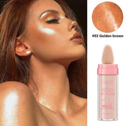 3 Color Polvo De Hadas Fairy Dust Highlight Patting Powder - Full Body Contouring and Clavicle Pearlescent Patting Powder for Face and Eye, Halloween Sparkling Body Glitter Powder Bronzer Makeup Shimmer Brush Pigment Radiant Cosmetic Eyeshadow