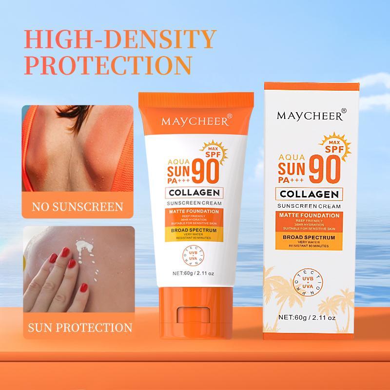 Collagen Sunscreen Set, 2 Counts/set Refreshing and Non-sticky Sunscreen, Moisturizing Sun Care Product for Women & Men