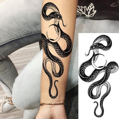 Snake & Flower Pattern Temporary Tattoo Sticker, 10pcs/set?Realistic Arm Tattoo Sticker, Body Decoration for Men & Women