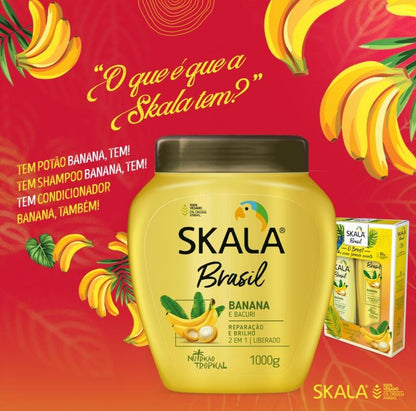 SKALA Hair Care Set:  Bomba de Vitaminas Treatment Cream + Brasil Passion Fruit & Pataua Oil Treatment Cream - Banana and Expert Abacate  Nourish, Strengthen, and Transform Your Hair - Each Bottle 1000g/1kg - 35.27 Oz (Pack of 4)