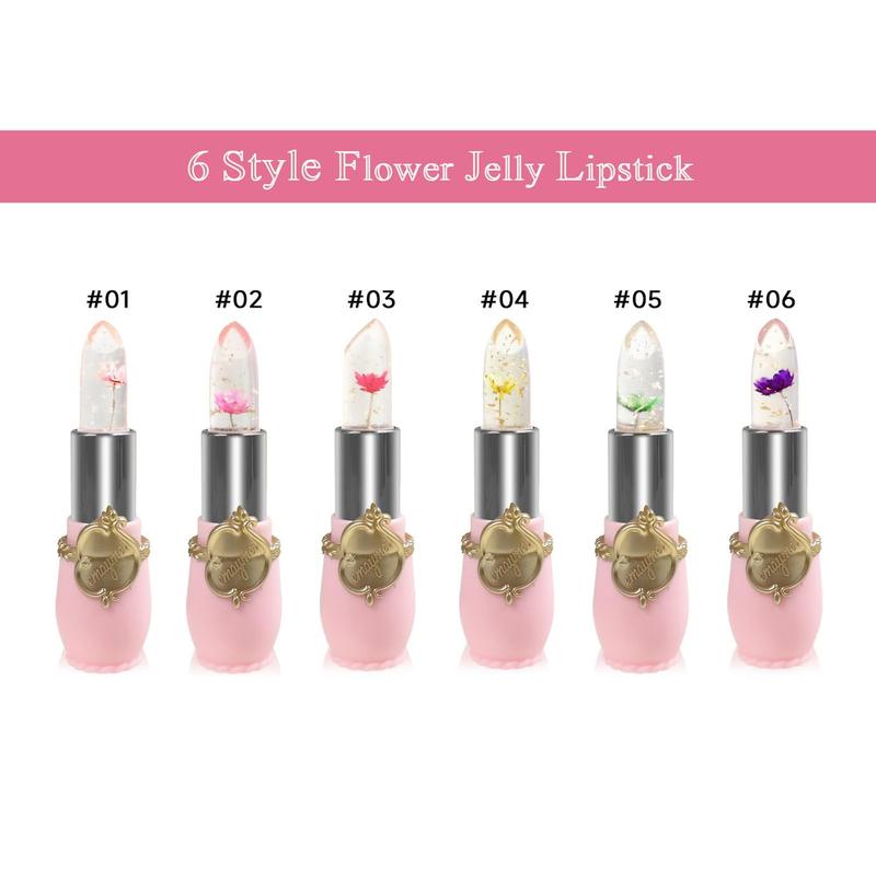 Crystal Jelly Lipstick, Color Awakening Flower Lipstick, Waterproof Lip Moisturizing Glossy Tint,Valentine's Day present