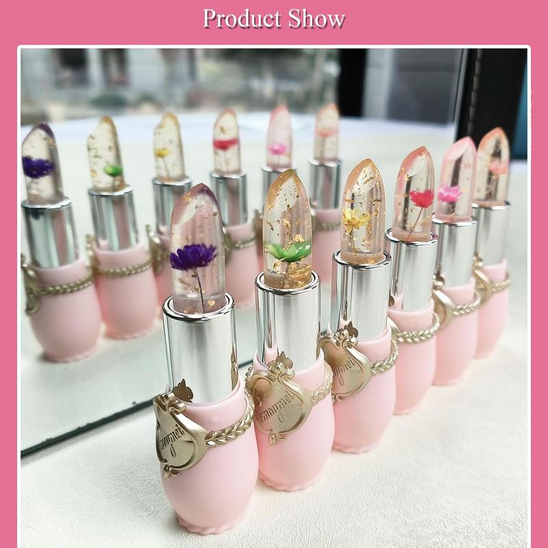 Crystal Jelly Lipstick, Color Awakening Flower Lipstick, Waterproof Lip Moisturizing Glossy Tint,Valentine's Day present