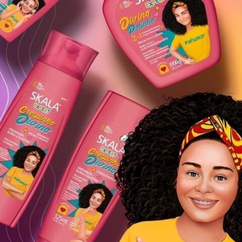 2 in 1 Skala KIDS Divino Potinho Curly or Super Curly Conditioning Treatment Cream. Great for hydration, glow and Antifrizz Vegan Haircare