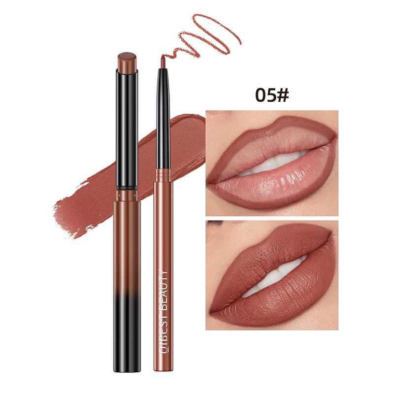 Qibest Long Lasting Matte Lipsticks & Lip Liners Set, 2 Counts Matte Lip Balm Lipstick, Velvet Matt Finish Lip Gloss, Lip Stain Girls & Women Music Festival Makeup Accessories, Cosmetic Lip Stain