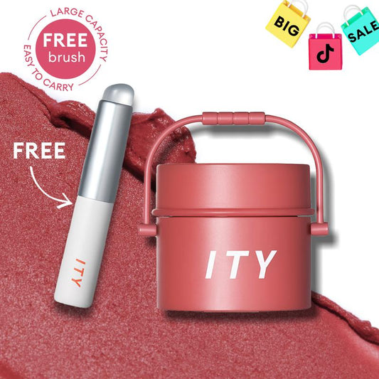 ITY Pudding Pot Lip and Cheek Clay Soft Matte Lipstick Velvet Satin Lip Mud with Brush Makeup Cosmetic