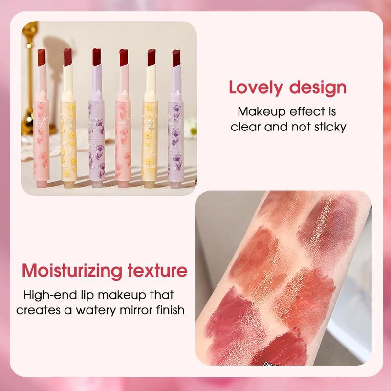 Gege Bear Long-wearing Moisturizing Lipstick for Summer Gift, 6 Counts/set Plumping Makeup Lip Gloss, Long-lasting Mirror Lip Gloss for All Occasions Makeup, Lip Gloss