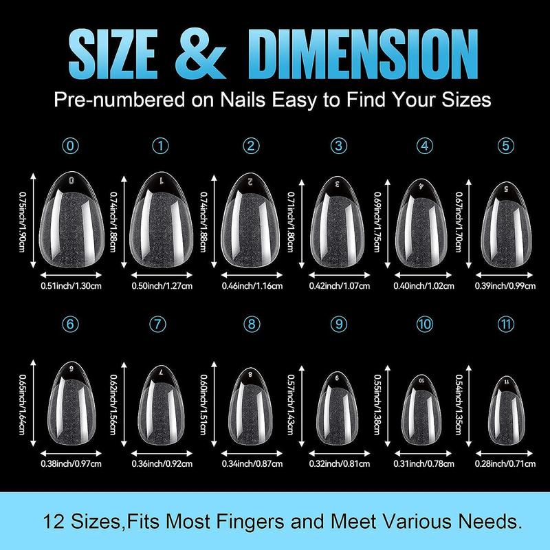 Extra Short Clear Nail Tips, 240pcs/set Half Matte Pre-Buff Fake Acrylic Nails, Soft Gel Nail Tips, Easy to Use Press on Nails for DIY Nail Extension