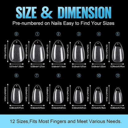 Extra Short Clear Nail Tips, 240pcs/set Half Matte Pre-Buff Fake Acrylic Nails, Soft Gel Nail Tips, Easy to Use Press on Nails for DIY Nail Extension