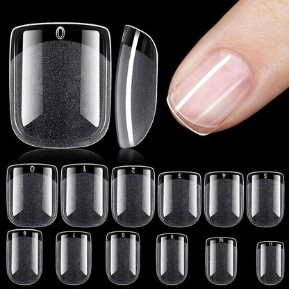 Extra Short Clear Nail Tips, 240pcs/set Half Matte Pre-Buff Fake Acrylic Nails, Soft Gel Nail Tips, Easy to Use Press on Nails for DIY Nail Extension