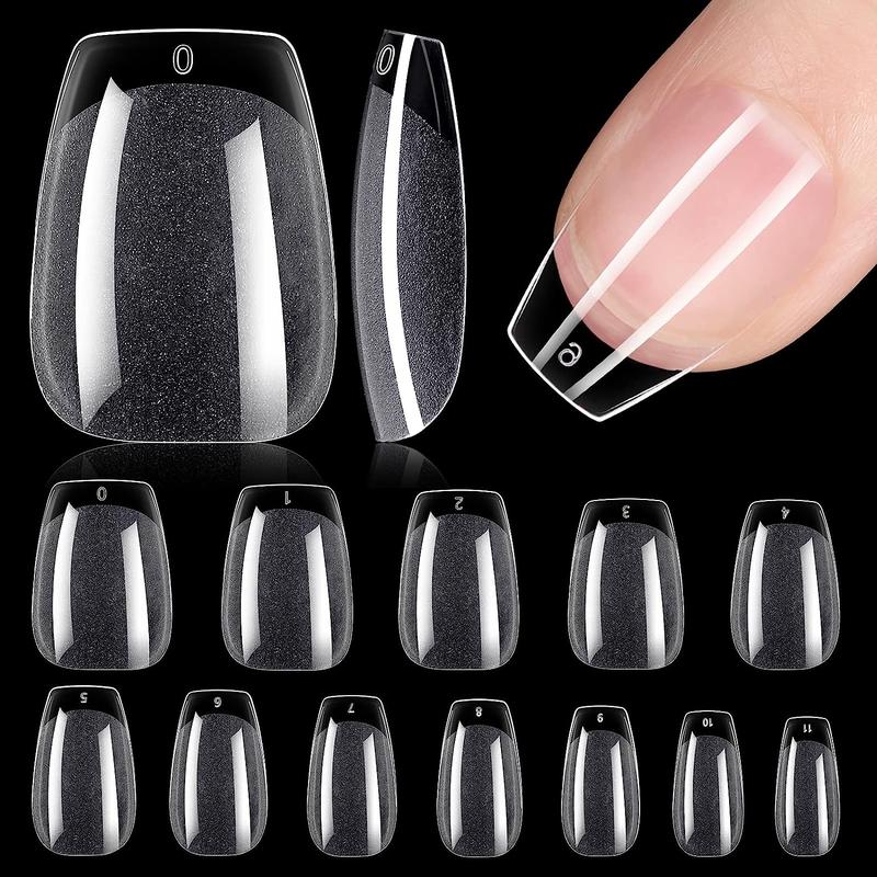 Extra Short Clear Nail Tips, 240pcs/set Half Matte Pre-Buff Fake Acrylic Nails, Soft Gel Nail Tips, Easy to Use Press on Nails for DIY Nail Extension