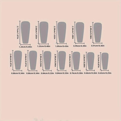 Marble Pattern Press On Fake Nail, 24pcs/set Glossy False Nails for Women & Girls DIY Nail Art, Elegant Stick On Nails Kit