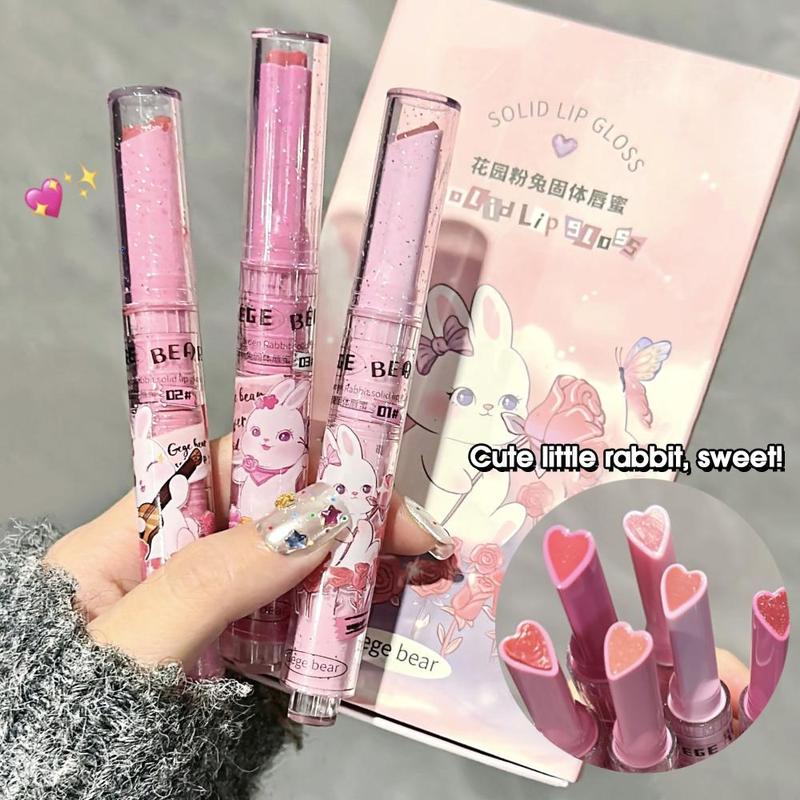 Cute Cartoon Rabbit Design Lip Gloss, 3 Counts/set Juicy Glossy Lipstick, Hydrating Mirror Lip Glaze, Glossy Smoothing Lip Balm