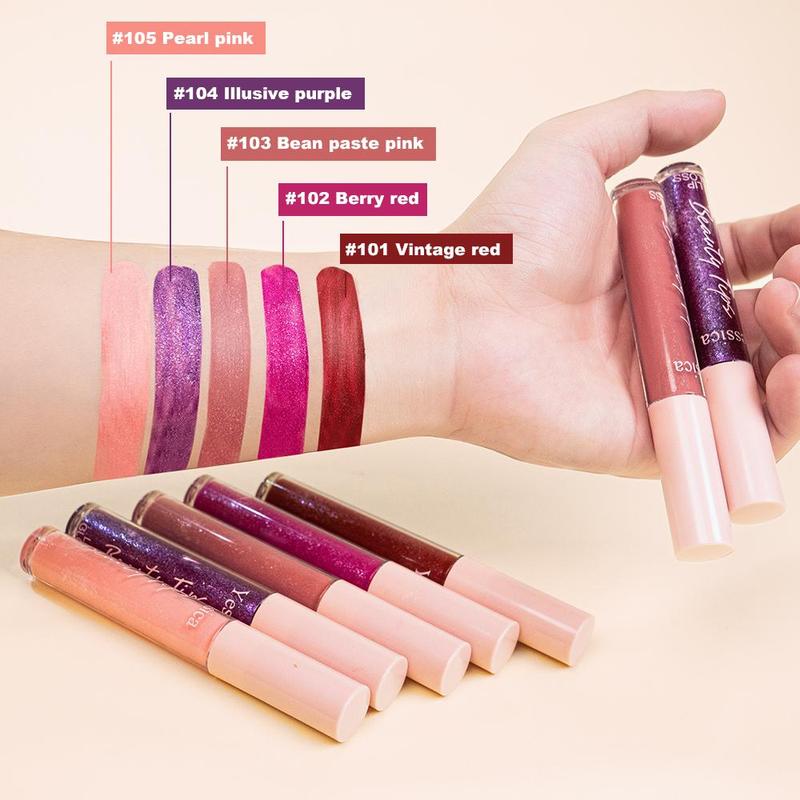 Long Lasting Glitter Lip Gloss, 1 Count Hydrating & Glittering Glaze Lipstick, Tinted Moisturizing Lip Stick for All Occasions Makeup, Glossy Lip Care Moisturizer for Girls & Women, Cosmetic Accessories