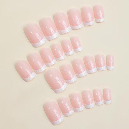 French Style Fake Nails, 24pcs Short Square False Nails, Full Cover Press on Nails Stick on Nails Glue on Nails, Short Nails for Women & Girls DIY Nail Art