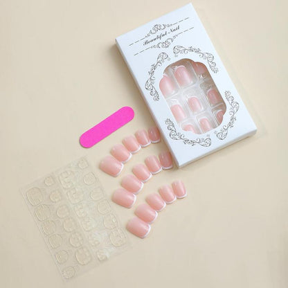 French Style Fake Nails, 24pcs Short Square False Nails, Full Cover Press on Nails Stick on Nails Glue on Nails, Short Nails for Women & Girls DIY Nail Art