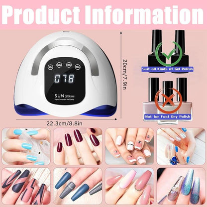 UV LED Nail Lamp, Summer Gifts, 320W Fast Nail Dryer, Nail Curing Light With 72 LED Beads, LCD Touch Screen Auto Sensor Nail Lamp,Nail Art Tools