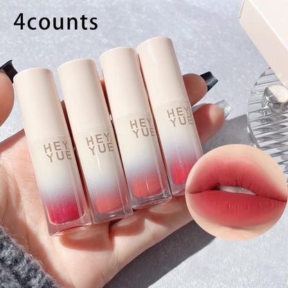 Matte Finish Lip Glaze Stick, 4 Counts/set Moisturizing Lip Gloss, Tinted Plumping Lip Mud, Suitable for All Occasions Lip Makeup, Girls & Women Makeup Accessories