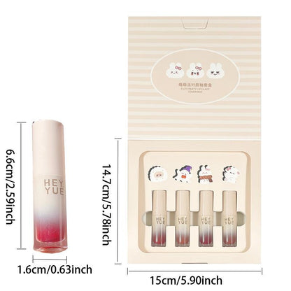 Matte Finish Lip Glaze Stick, 4 Counts/set Moisturizing Lip Gloss, Tinted Plumping Lip Mud, Suitable for All Occasions Lip Makeup, Girls & Women Makeup Accessories