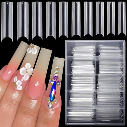 Summer Acrylic Long Almond Nail Tips, 240pcs Extra Long Full Cover Press on Nail, Removable DIY Artificial Nail Art Kit, Nail Art & Nail Care Products, Nail Kit Acrylic Set