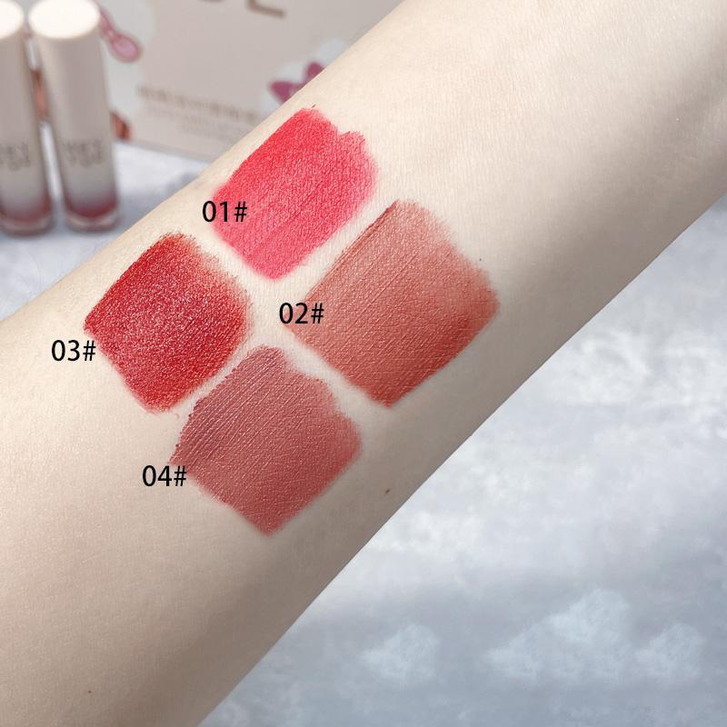 Matte Finish Lip Glaze Stick, 4 Counts/set Moisturizing Lip Gloss, Tinted Plumping Lip Mud, Suitable for All Occasions Lip Makeup, Girls & Women Makeup Accessories