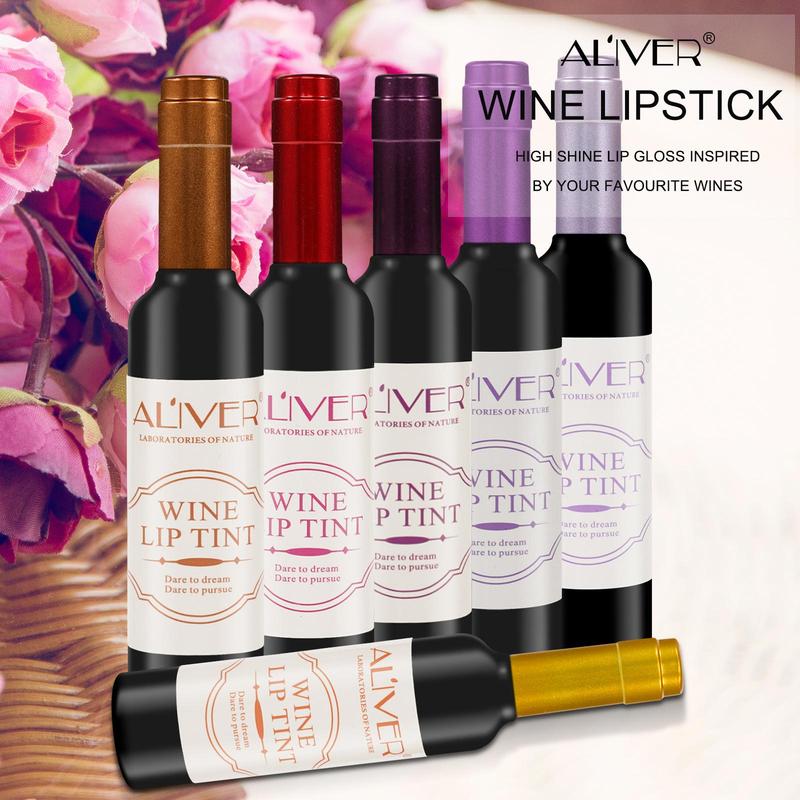 Aliver Wine Glass Style Lip Gloss, 6pcs/set Long Lasting Tinted Moisturizing Lip Gloss, Lip Tint Lip Stain, Plumping Lip Oil Lip Stick for Girls & Women, Glossy Cosmetic, Lip Makeup Products