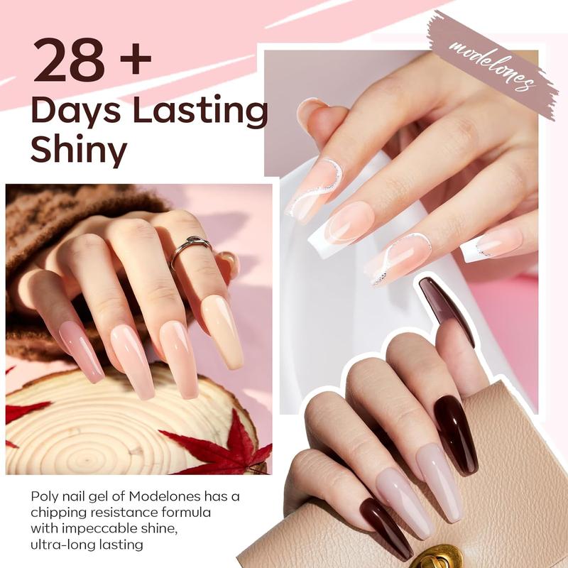 MODELONES Poly Gel Nail Kit -20/32 Nude Pink Shades | Complete Starter Set with Lamp | DIY Home Nail Extensions & Art | Perfect for Beginners, French Manicure & Spring Styles | 2024 New Arrival Gift Idea