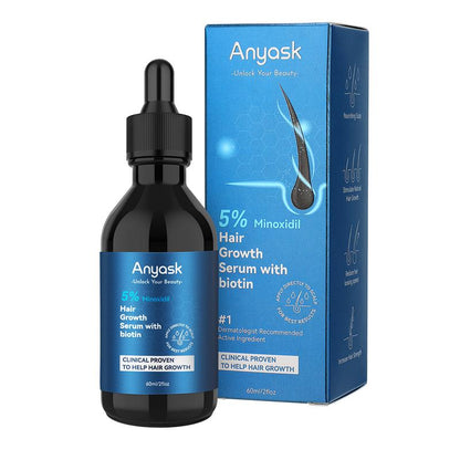 Anyask 5% Minoxidil Hair Growth Oil for Men and Women, Biotin-Infused Serum for Hair Regrowth and Thinning, Natural Treatment for Thicker, Longer, Fuller, Healthier Hair, 60ml