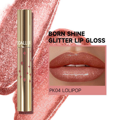 Born Shine Glitter Lip Gloss #BR02 BORN BAD Glossy Lipstick by FOCALLURE - Natural Hydration for Moisturized Lips