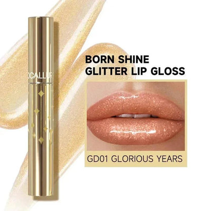 Born Shine Glitter Lip Gloss #BR02 BORN BAD Glossy Lipstick by FOCALLURE - Natural Hydration for Moisturized Lips