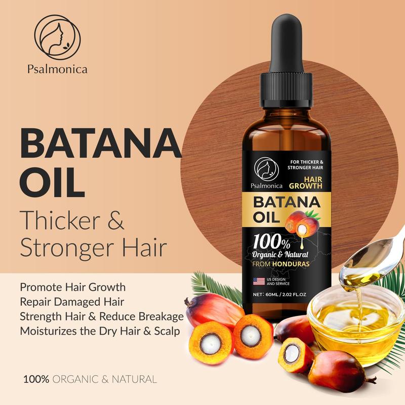 Batana Oil for Hair Growth: Raw Batana Oil Dr Sebi Organic from Honduras - Veganic Natural Hair Growth Oil for Damaged Hair - Split Ends Hair Treatments for Women - 60ml (Brown)