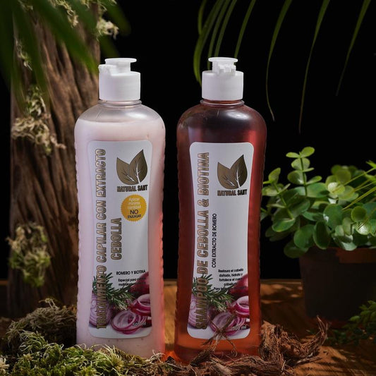 Shampoo y tratamiento de cebolla, romero y biotina Silicone Free Organic Haircare