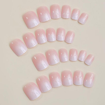 Glossy Gradient Press on Fake Nail for Women & Girls Nail Art, 24pcs Fashion Press on Nails & Sticker Sheet & Nail File, Elegant Stick on Nails Kit for Women's Gift