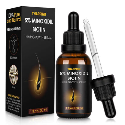 Minoxidil 5% Hair Growth Serum Oil Biotin Hair Regrowth Treatment for Scalp Hair Loss Hair Thinning for Men Women 1 fl.oz