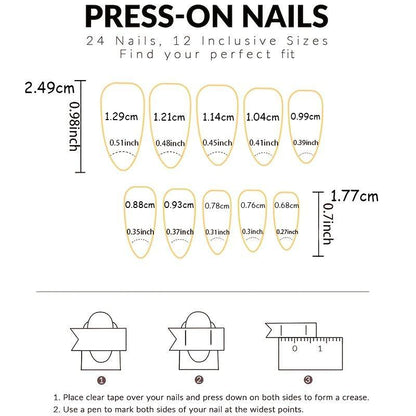 24pcs Fruit Pattern Fake Nail & 1 Count Tape & 1 Count Nail File, Fashion Press on Nails for Women & Girls DIY Nail Art, Elegant Stick on Nails Kit