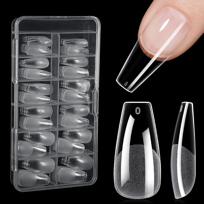 Full Cover Nail Tips, 1 Box Mixed Size Clear Acrylic Fake Nail Tips, DIY Nail Art Kits for Women & Girls