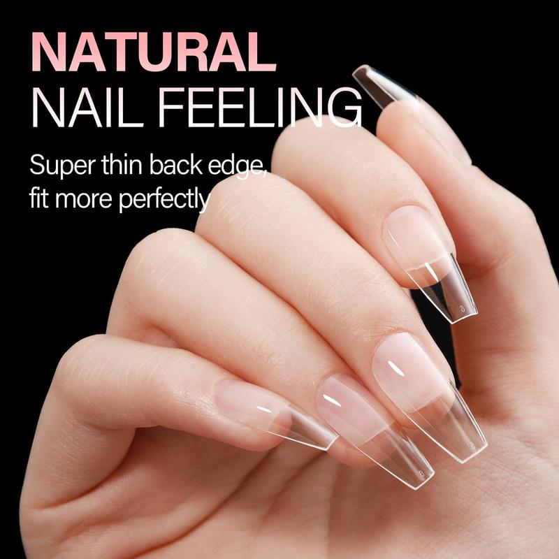 Full Cover Nail Tips, 1 Box Mixed Size Clear Acrylic Fake Nail Tips, DIY Nail Art Kits for Women & Girls