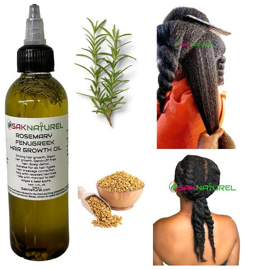 SakNaturel Extra Strength Rosemary Fenugreek Hair Growth oil - Long Hair - Thick Hair - Fast Hair Growth - Ayurverdic Hair growth oil - Rosemary Hair Oil - Hibiscus Hair growth oil - Indian Hair Growth oil - Chebe Hair Growth Oil Organic - Herbal Haircare