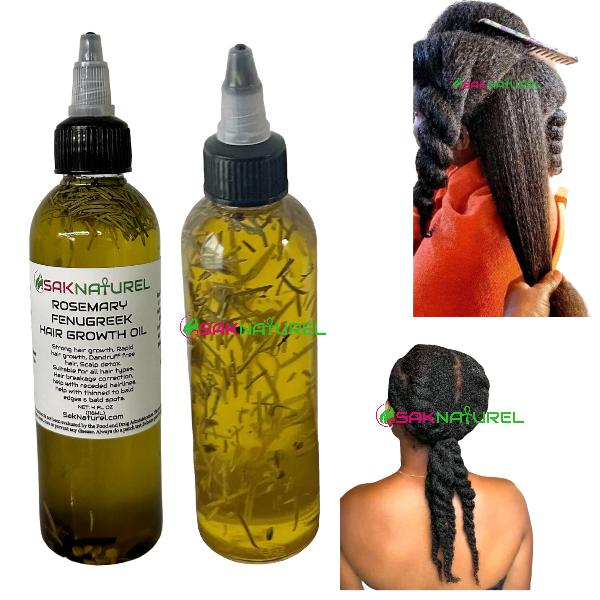 SakNaturel Extra Strength Rosemary Fenugreek Hair Growth oil - Long Hair - Thick Hair - Fast Hair Growth - Ayurverdic Hair growth oil - Rosemary Hair Oil - Hibiscus Hair growth oil - Indian Hair Growth oil - Chebe Hair Growth Oil Organic - Herbal Haircare